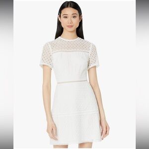 Ted Baker women’s Allara Short-Sleeve Lace Mini Dress party white eyelet lace 3